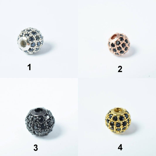 Pave CZ Rhinestone Beads 6mm High Quality 2mm Large Hole Round Bead 4 Colors jewelry making supplies