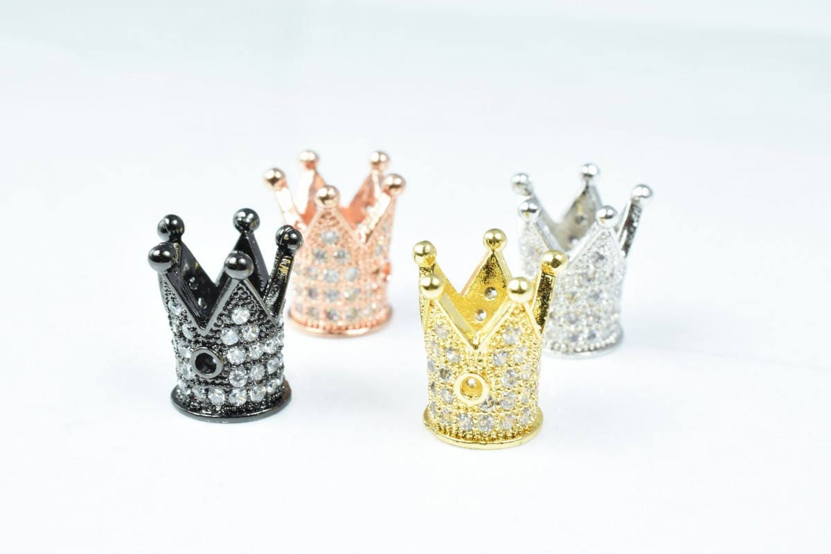 Crown Micro Pave CZ Rhinestone Spacer Beads High Quality 4 Colors jewelry making supplies
