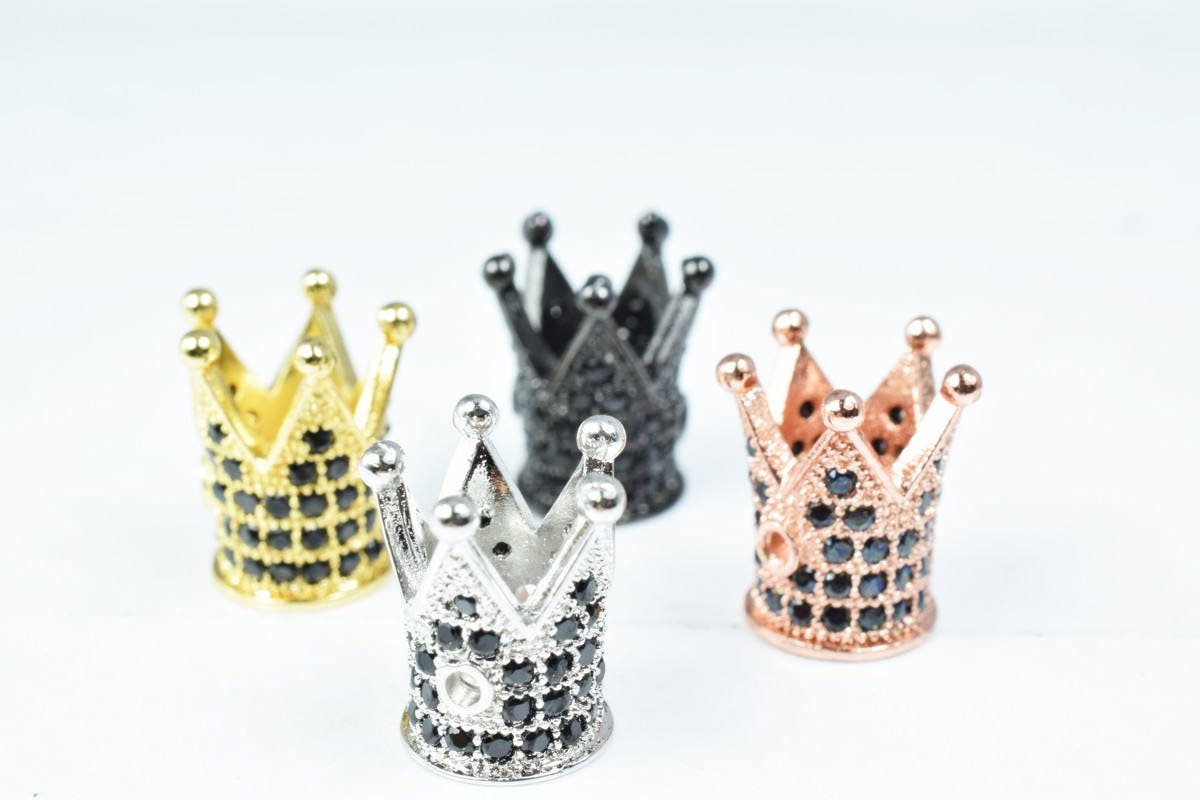 Crown Micro Pave CZ Rhinestone Spacer Beads High Quality 4 Colors jewelry making supplies