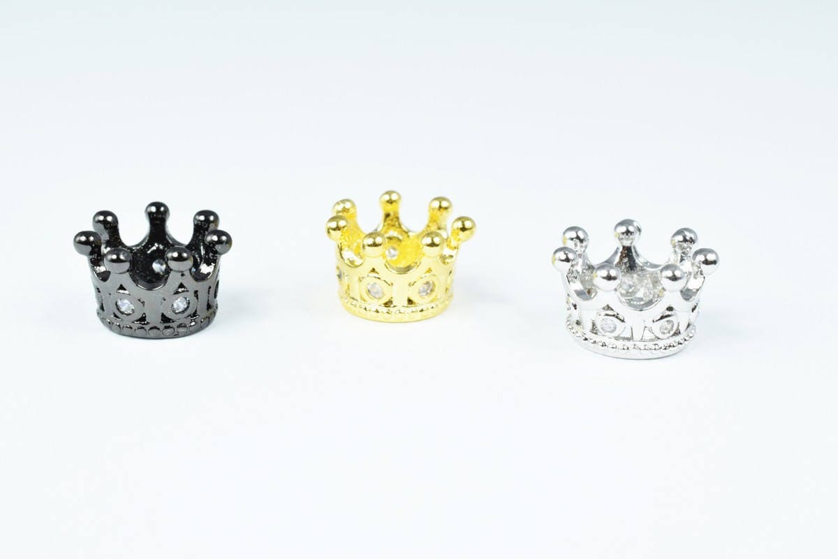 Crown Micro Pave CZ Rhinestone Spacer Beads High Quality 3 Colors jewelry making supplies - detail image 9