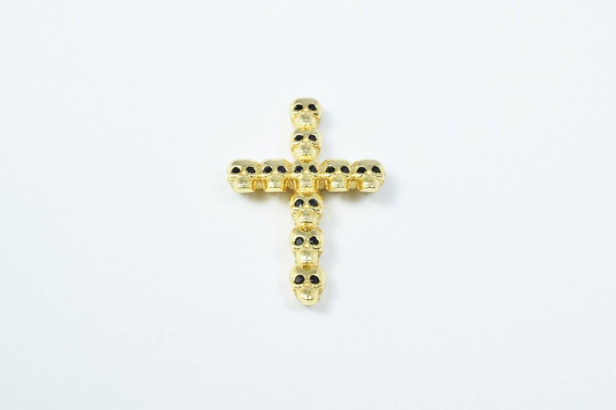 Cross Skull bead charm Micro Pave CZ Rhinestone Spacer Beads High Quality Horizontal Hole 4 Colors jewelry making supplies...