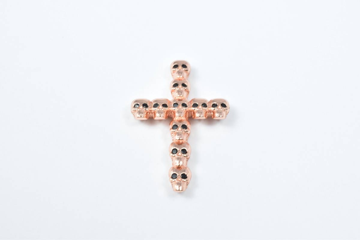 Cross Skull bead charm Micro Pave CZ Rhinestone Spacer Beads High Quality Horizontal Hole 4 Colors jewelry making supplies...