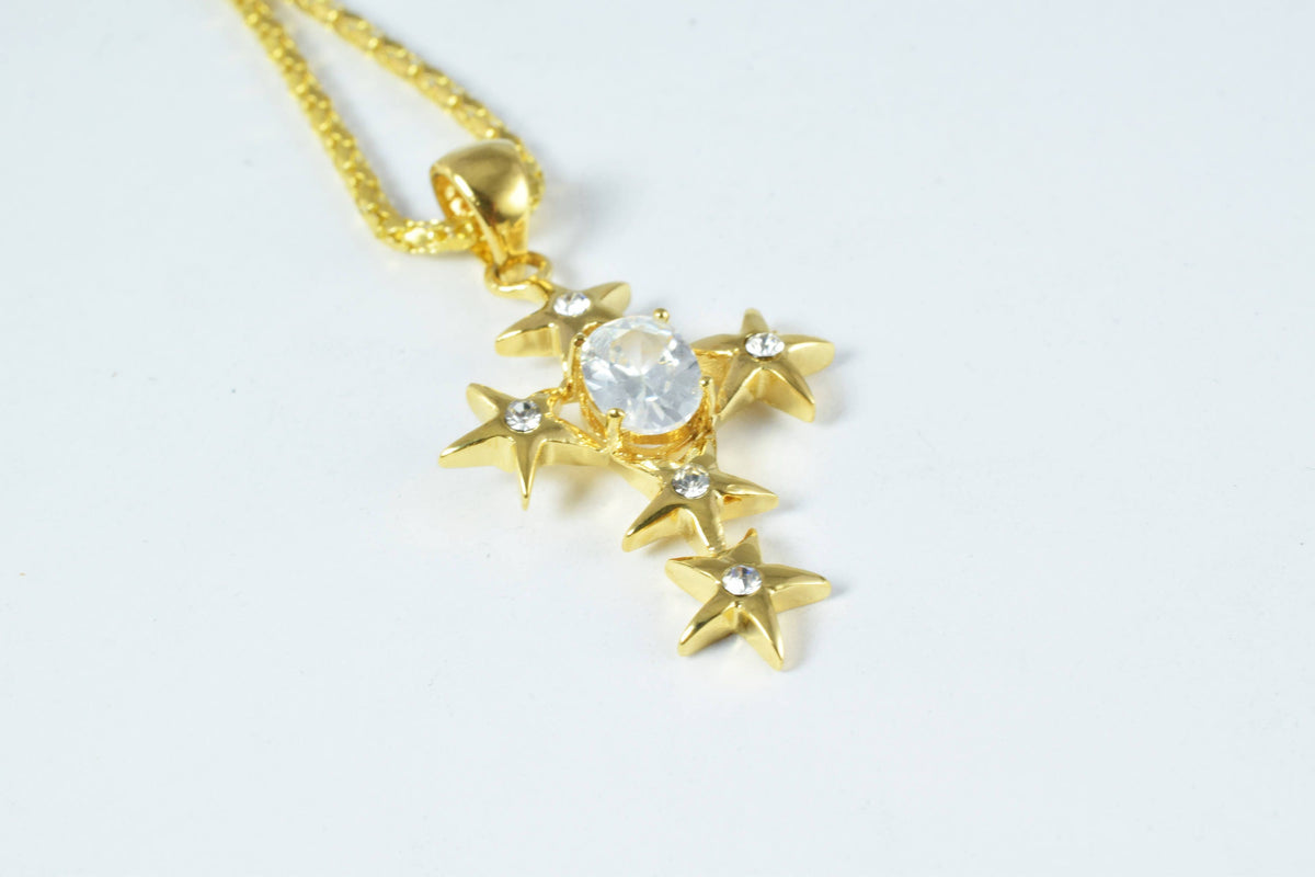 18K Gold Filled Cross Pendant With CZ Cubic Zirconia Stone Size 33x22mm Hand Made For Rosary, Christian Religious Charm Fo...