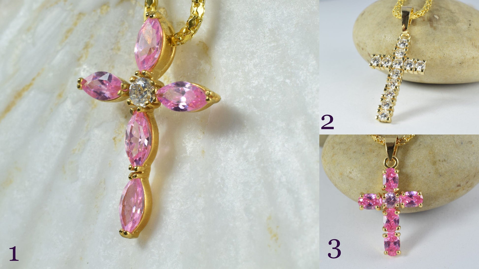 18KT Gold Filled  Bling Bling,Delicate Religious Crosses,Religious Cross, First Communion,Flower Girls,Confirmation, Cryst...