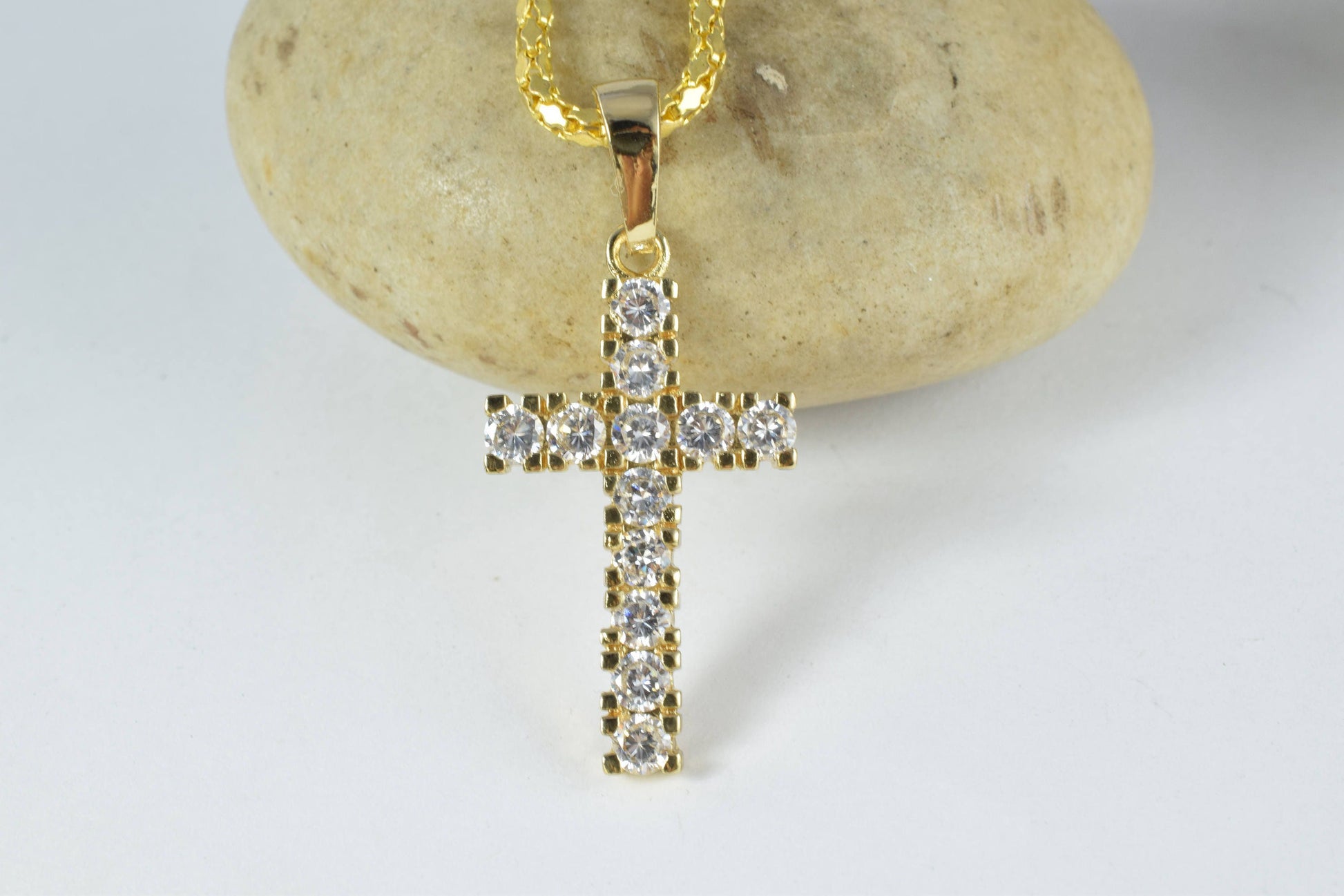 18KT Gold Filled  Bling Bling,Delicate Religious Crosses,Religious Cross, First Communion,Flower Girls,Confirmation, Cryst...