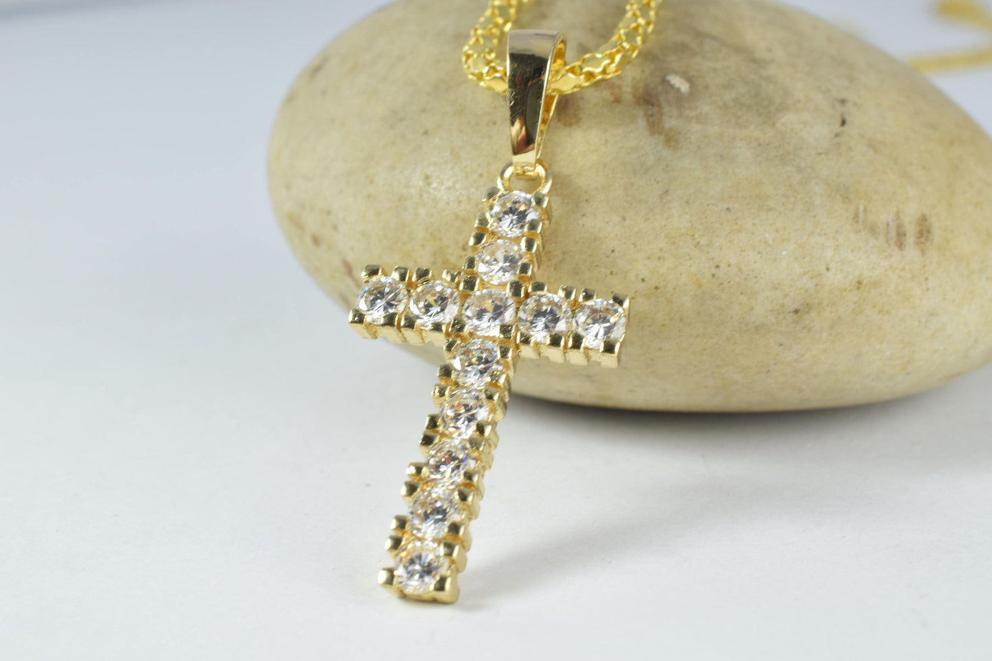 18KT Gold Filled  Bling Bling,Delicate Religious Crosses,Religious Cross, First Communion,Flower Girls,Confirmation, Cryst...