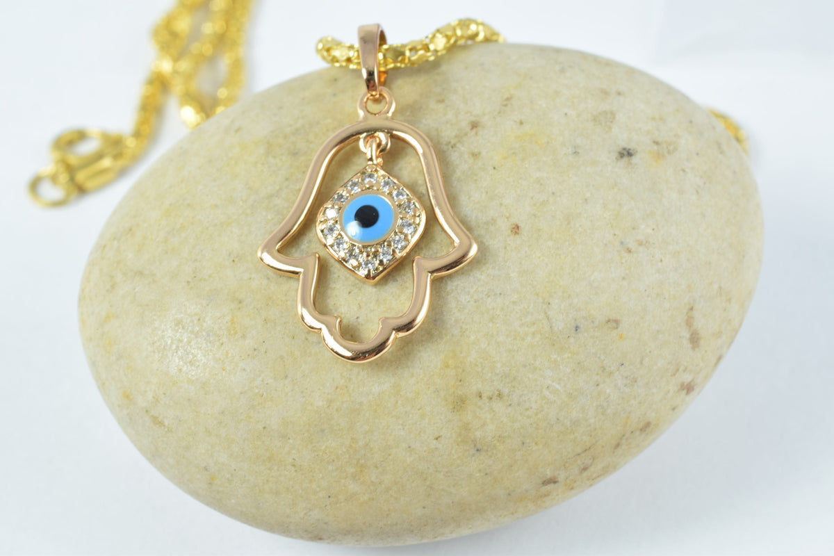 18x16mm 18KT Hamsa Gold Filled Pendant/ Cubic Zirconia Pendant, Hand Gold Filled Pendant/ Wholesale Gold Filled Pendant, H...