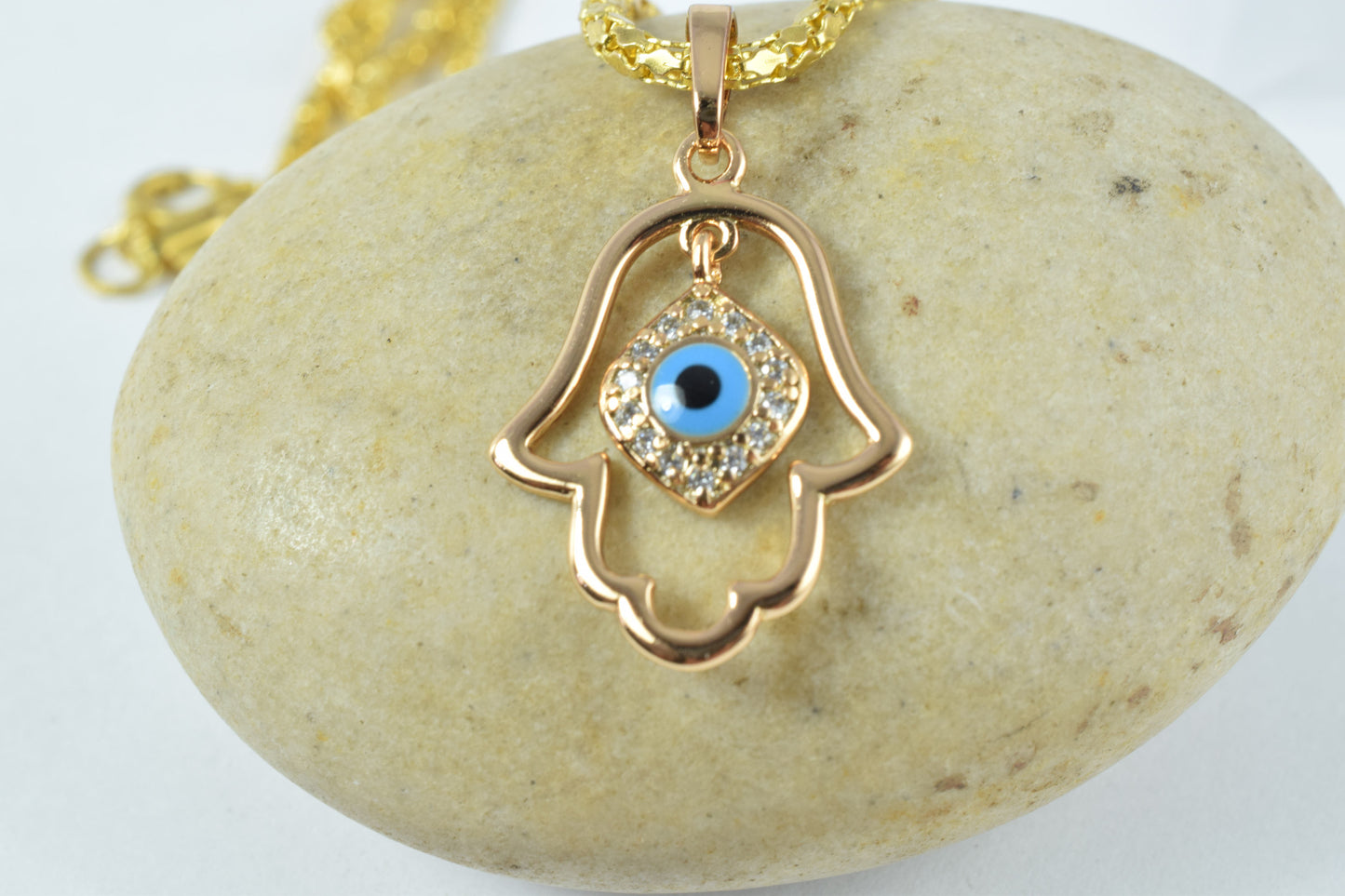 18x16mm 18KT Hamsa Gold Filled Pendant/ Cubic Zirconia Pendant, Hand Gold Filled Pendant/ Wholesale Gold Filled Pendant, H...