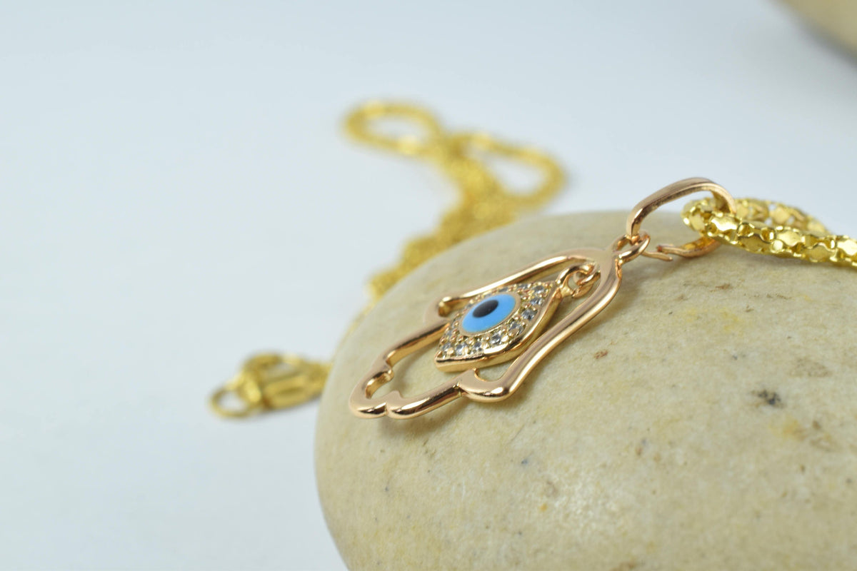 18x16mm 18KT Hamsa Gold Filled Pendant/ Cubic Zirconia Pendant, Hand Gold Filled Pendant/ Wholesale Gold Filled Pendant, H...