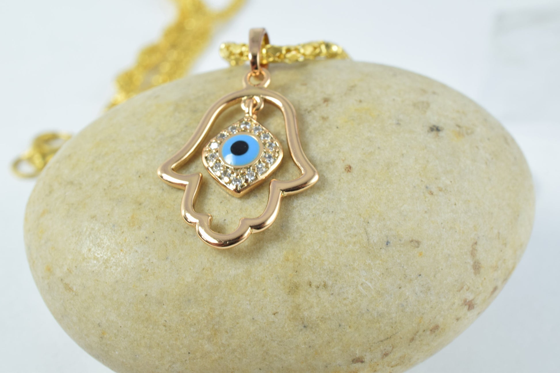 18x16mm 18KT Hamsa Gold Filled Pendant/ Cubic Zirconia Pendant, Hand Gold Filled Pendant/ Wholesale Gold Filled Pendant, H...