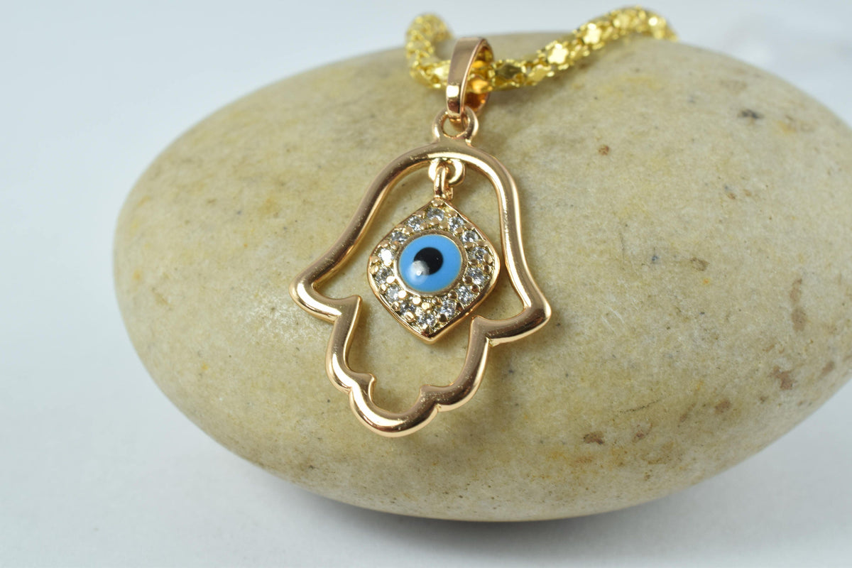 18x16mm 18KT Hamsa Gold Filled Pendant/ Cubic Zirconia Pendant, Hand Gold Filled Pendant/ Wholesale Gold Filled Pendant, H...