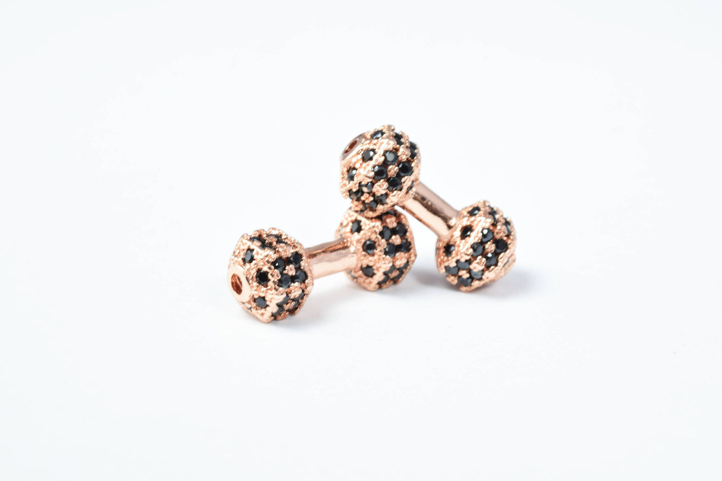 Fitness Dumbbell Micro Pave Cubic Zirconia CZ Rhinestone Connector Beads Connector High Quality 4 Colors jewelry making su...