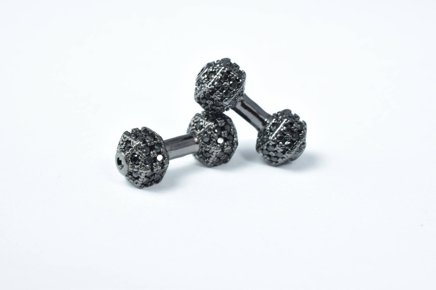 Fitness Dumbbell Micro Pave Cubic Zirconia CZ Rhinestone Connector Beads Connector High Quality 4 Colors jewelry making su...
