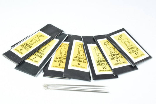 Deer Brand Double Long Sewing Needles: Assorted Sizes 6-12 - Zinc Alloy, Strong Steel, Beading, Embroidery, Quilting Supplies
