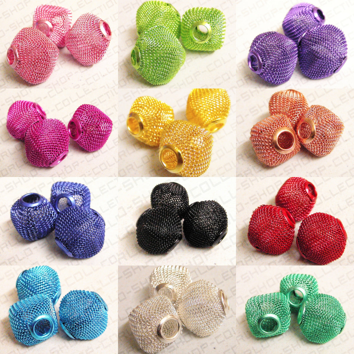 6 PCs Wire Mesh Beads Basketball wives large hole Square Beads 15mm metal jewelry big hoop earring chunky bead jewelry mak...