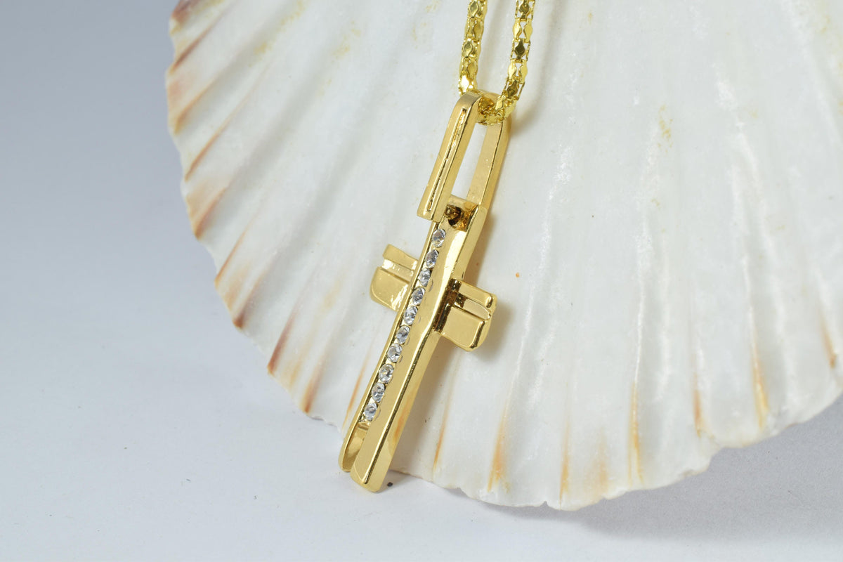 18KT Gold Filled Cubic Zirconia Religious Pendants, Gold Filled Cross, Petite Virgin Mary Necklace,Wholesale Gold Filled ,...
