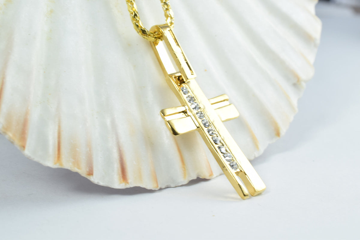 18KT Gold Filled Cubic Zirconia Religious Pendants, Gold Filled Cross, Petite Virgin Mary Necklace,Wholesale Gold Filled ,...