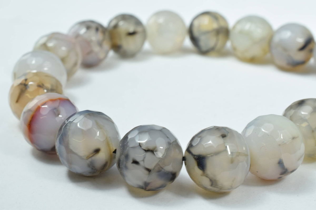 14mm Tonal Gray Crazy, Lace Agate Round Stone Beads, Sold by 1 strand of 15pcs, 2mm, 165.0grams/pk,Lace Gray Agate, Round...