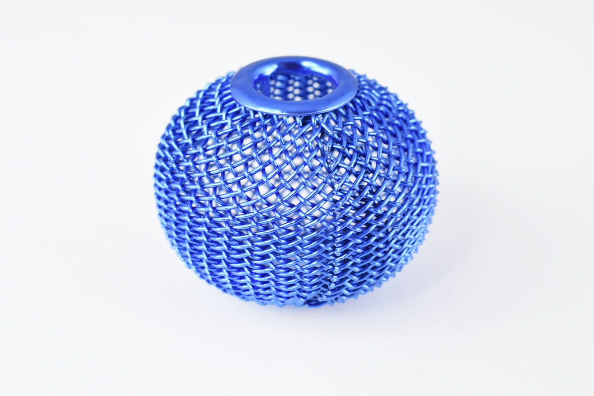 6 PCs Wire Mesh Beads Basketball wives large hole Round Beads 30mm metal jewelry big hoop earring chunky bead jewelry maki...