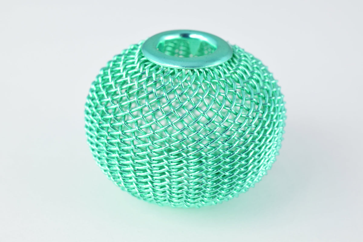 6 PCs Wire Mesh Beads Basketball wives large hole Round Beads 30mm metal jewelry big hoop earring chunky bead jewelry maki...