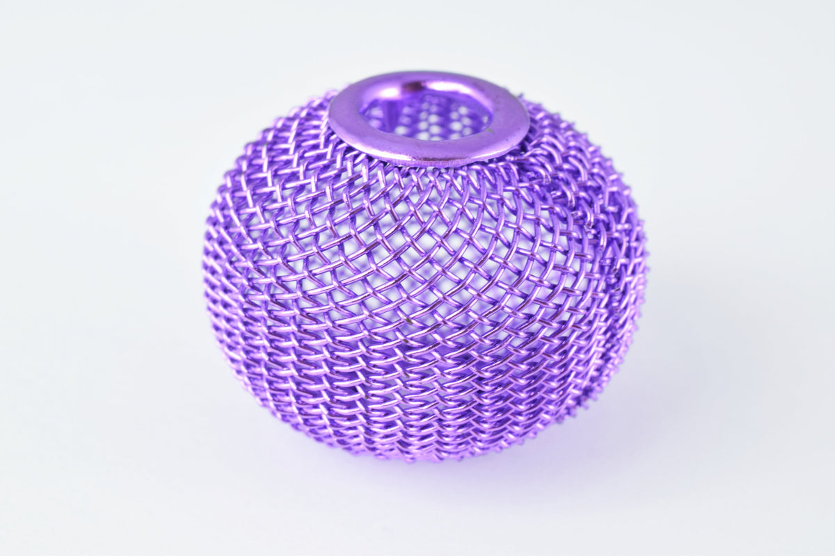 6 PCs Wire Mesh Beads Basketball wives large hole Round Beads 30mm metal jewelry big hoop earring chunky bead jewelry maki...