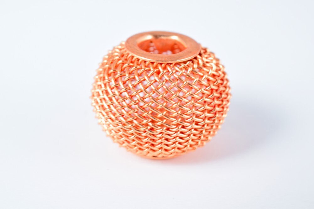 6 PCs Wire Mesh Beads Basketball wives large hole Round Beads 16mm metal jewelry big hoop earring chunky bead jewelry maki...