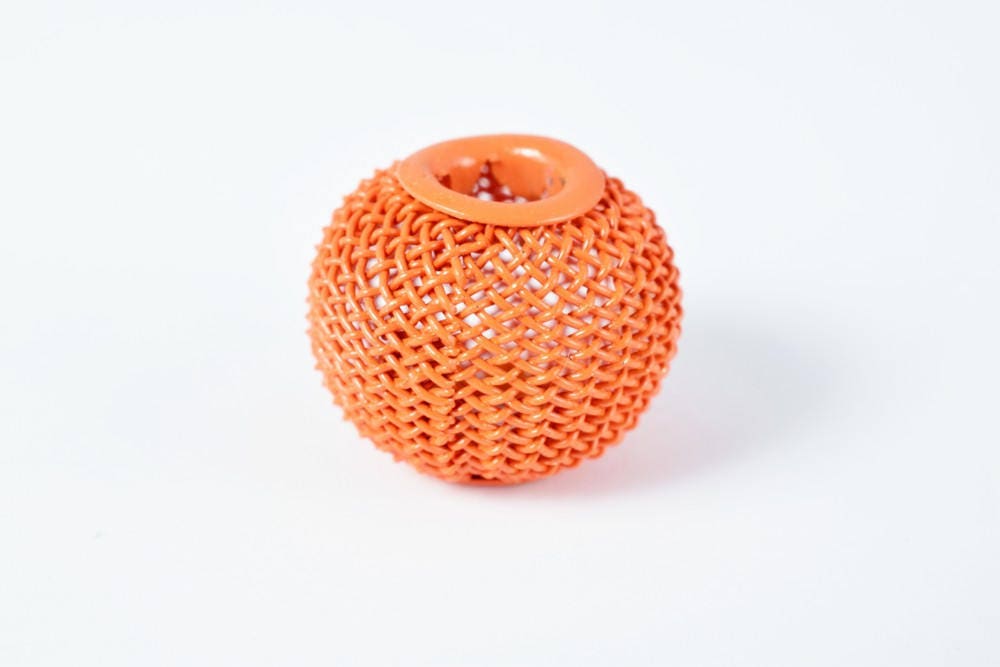 6 PCs Wire Mesh Beads Basketball wives large hole Round Beads 16mm metal jewelry big hoop earring chunky bead jewelry maki...