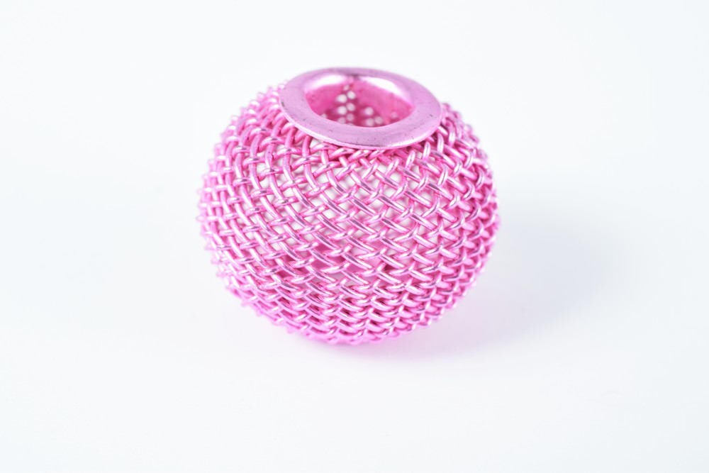 6 PCs Wire Mesh Beads Basketball wives large hole Round Beads 16mm metal jewelry big hoop earring chunky bead jewelry maki...