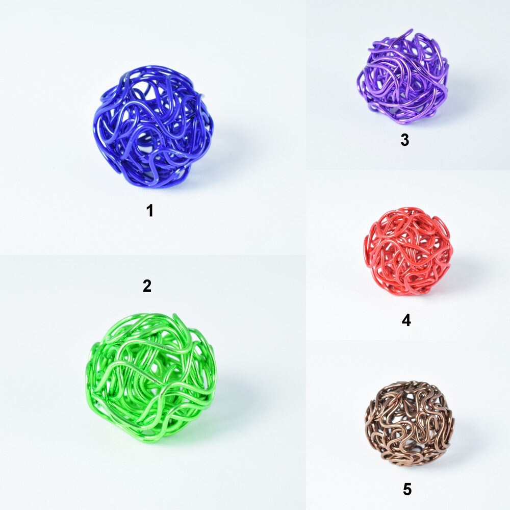 6 PCs Openwork Wire Metal Round Beads Ball Hollow Twist Ball Basketball wives Beads jewelry big hoop earring chunky bead j...