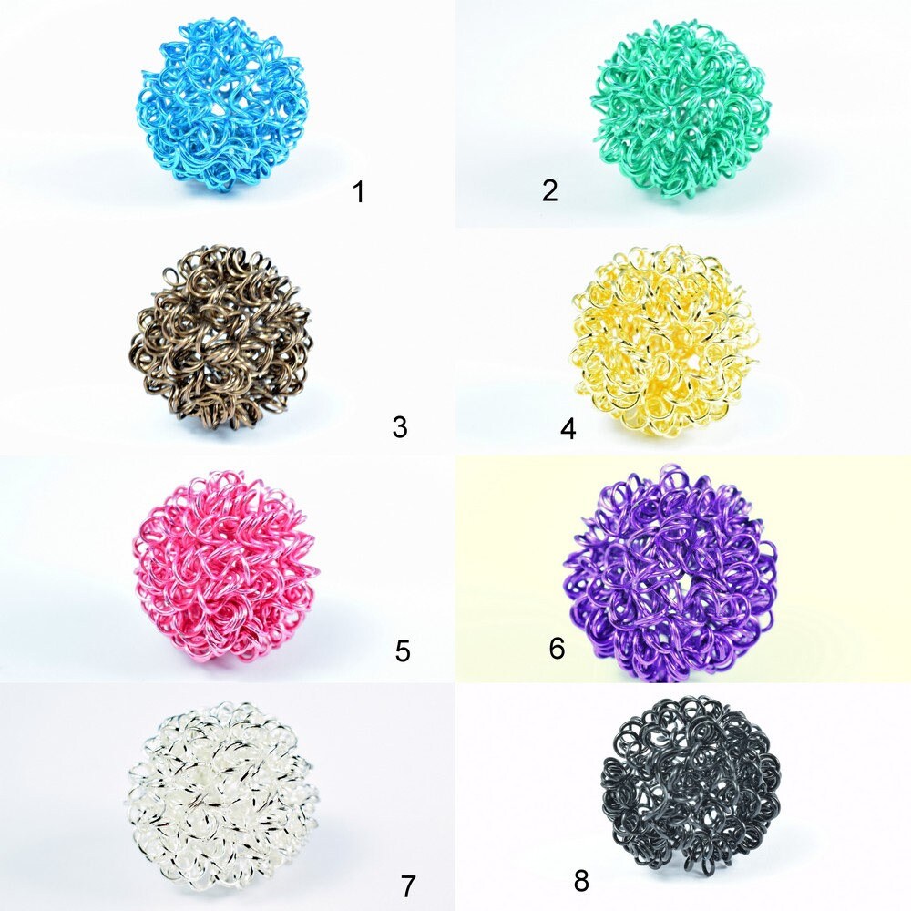 6 PCs Openwork Wire Metal Round Beads Ball Hollow Twist Ball Basketball wives Beads jewelry big hoop earring chunky bead j...