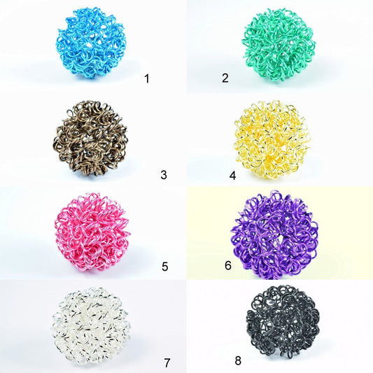 6 PCs Openwork Wire Metal Round Beads Ball Hollow Twist Ball Basketball wives Beads jewelry big hoop earring chunky bead j...