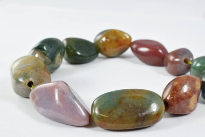 Mixed Sized Green Agate Stone Beads,Sold by 1 strand of  15pcs,Natural Indian Agate Beads,Fancy Agate Stone Beads,Green,Re...