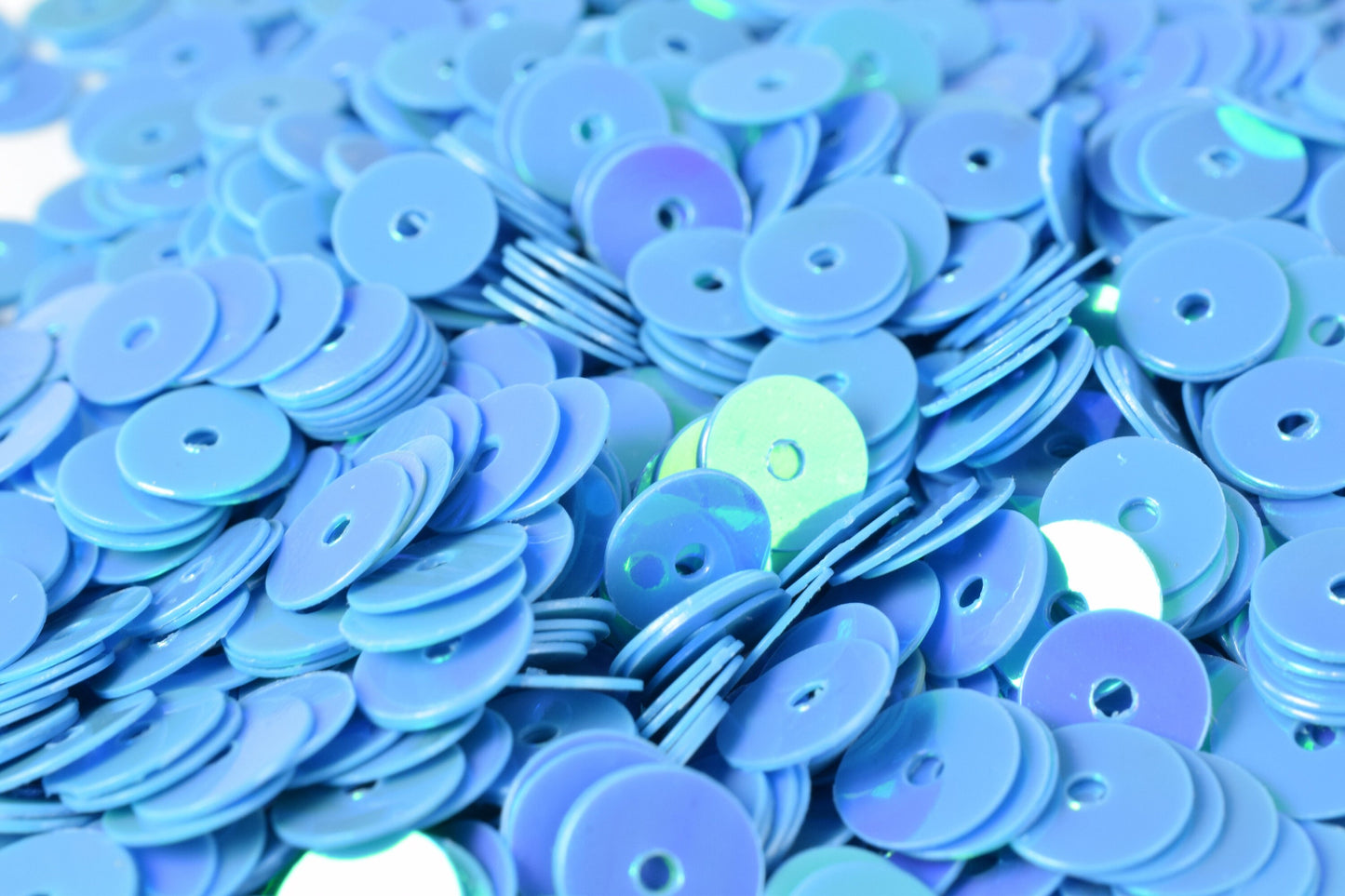 4mm Aqua Blue Iridescent Sequins: Shimmering Craft Embellishments, Lightweight Flat Round (2000pcs, Center Hole, Sewing)