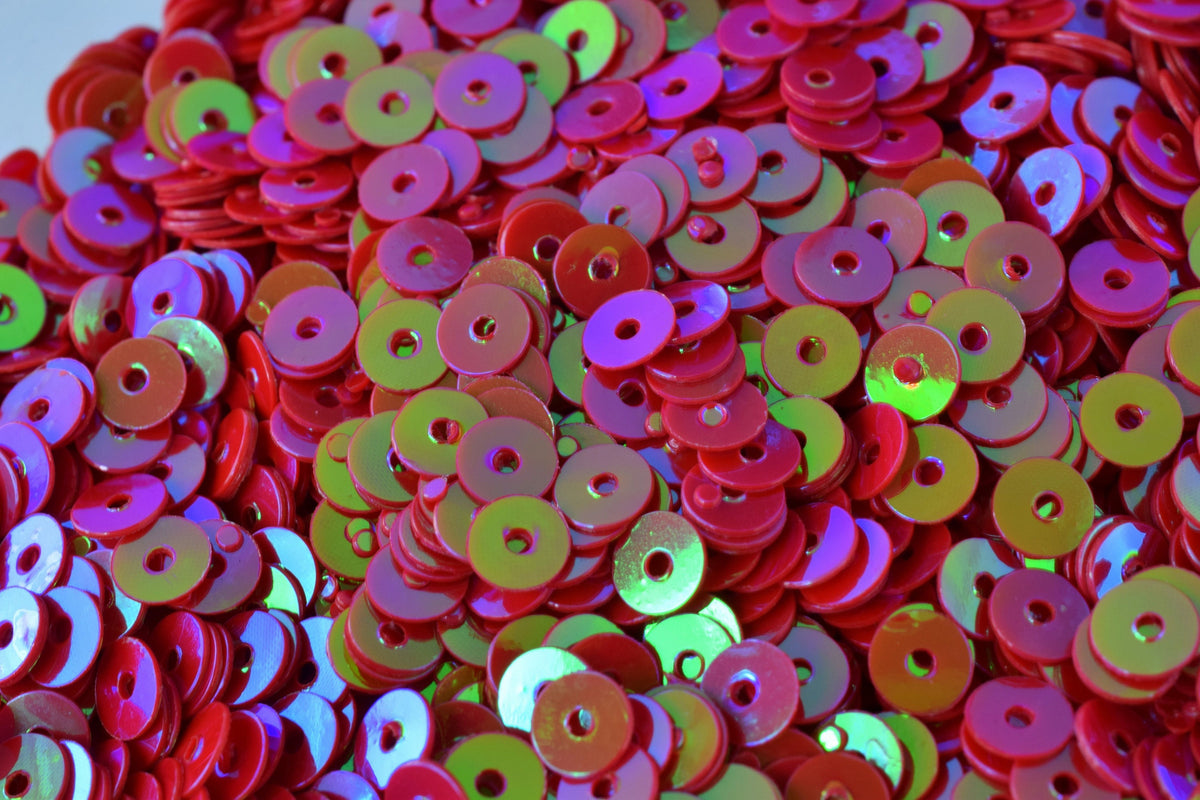 3/4/6mm Red Magenta Iridescent Sequins Sheen Round Sequins/Loose Paillettes,Wholesale Sequins,Shimmering Sequin Apparel,Sh...