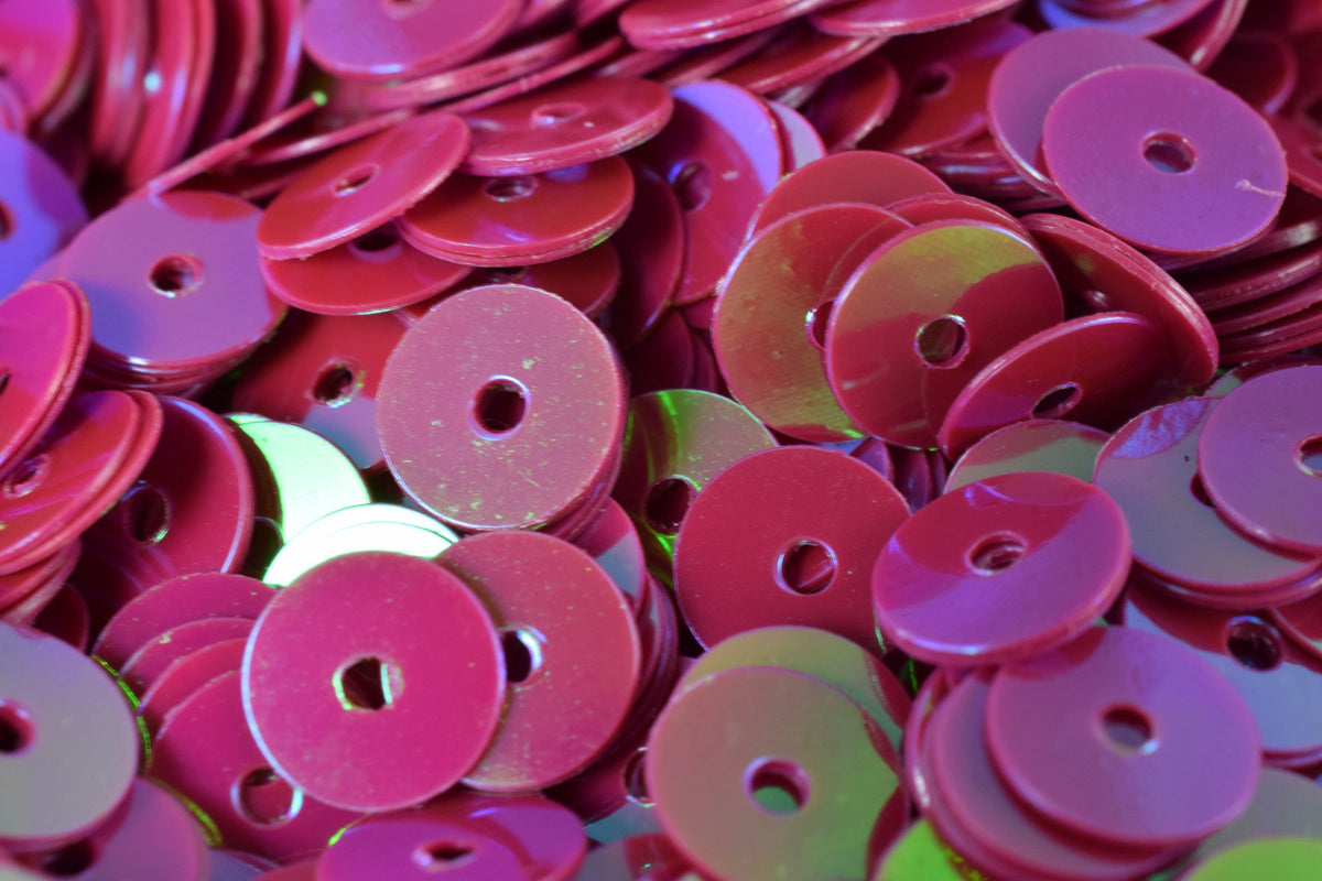 Clear Dark Hot Pink Iridescent Sequins Flat Round, Multi-Size Loose Paillettes (3-6mm, 2000pcs Pack, Lightweight Craft Trim)