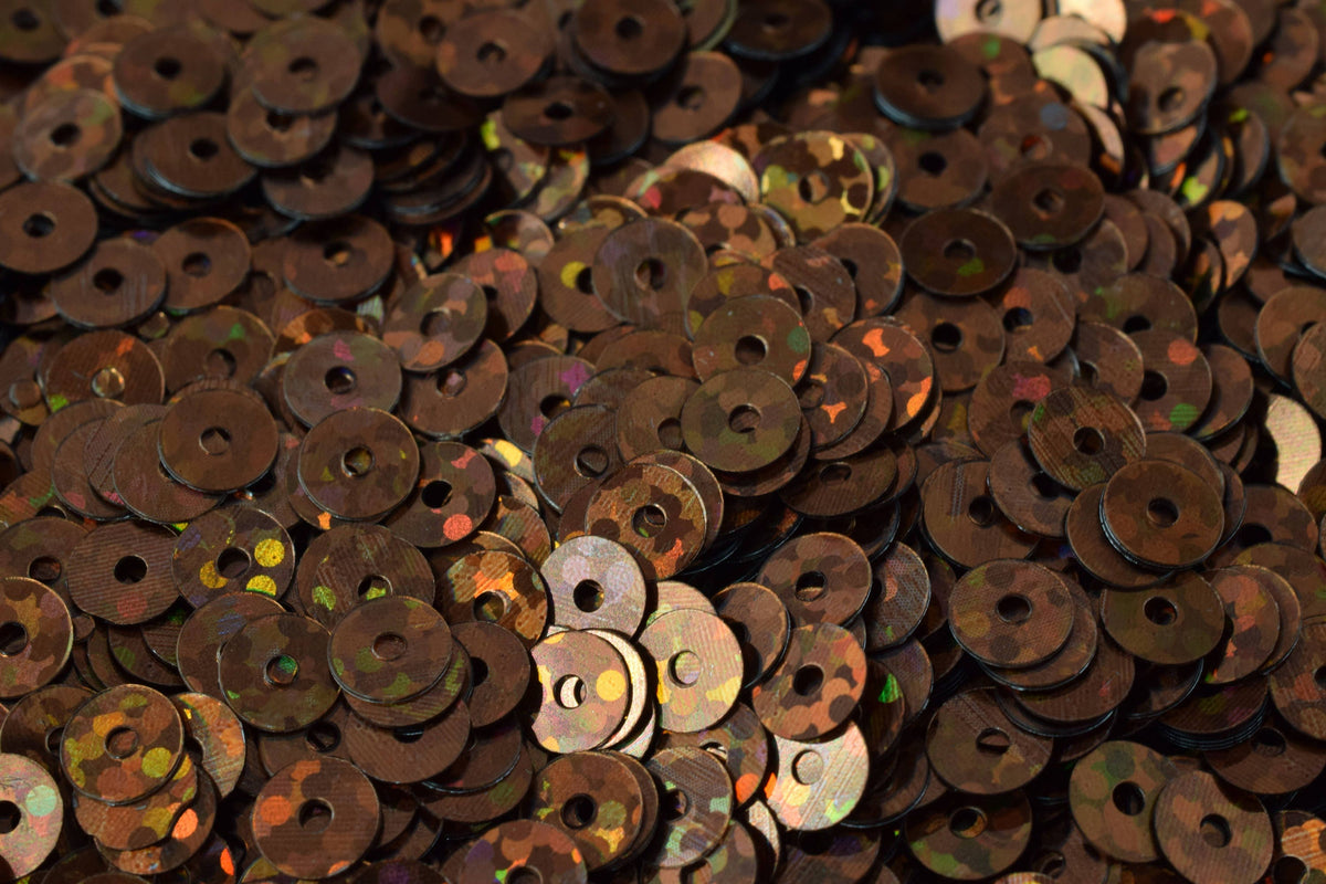 Dark Bronze Brown Flat Sequins - Iridescent Round Loose Paillettes - Multi-Size 3/4/6mm, Center Hole, Apparel & Shoe Decoration