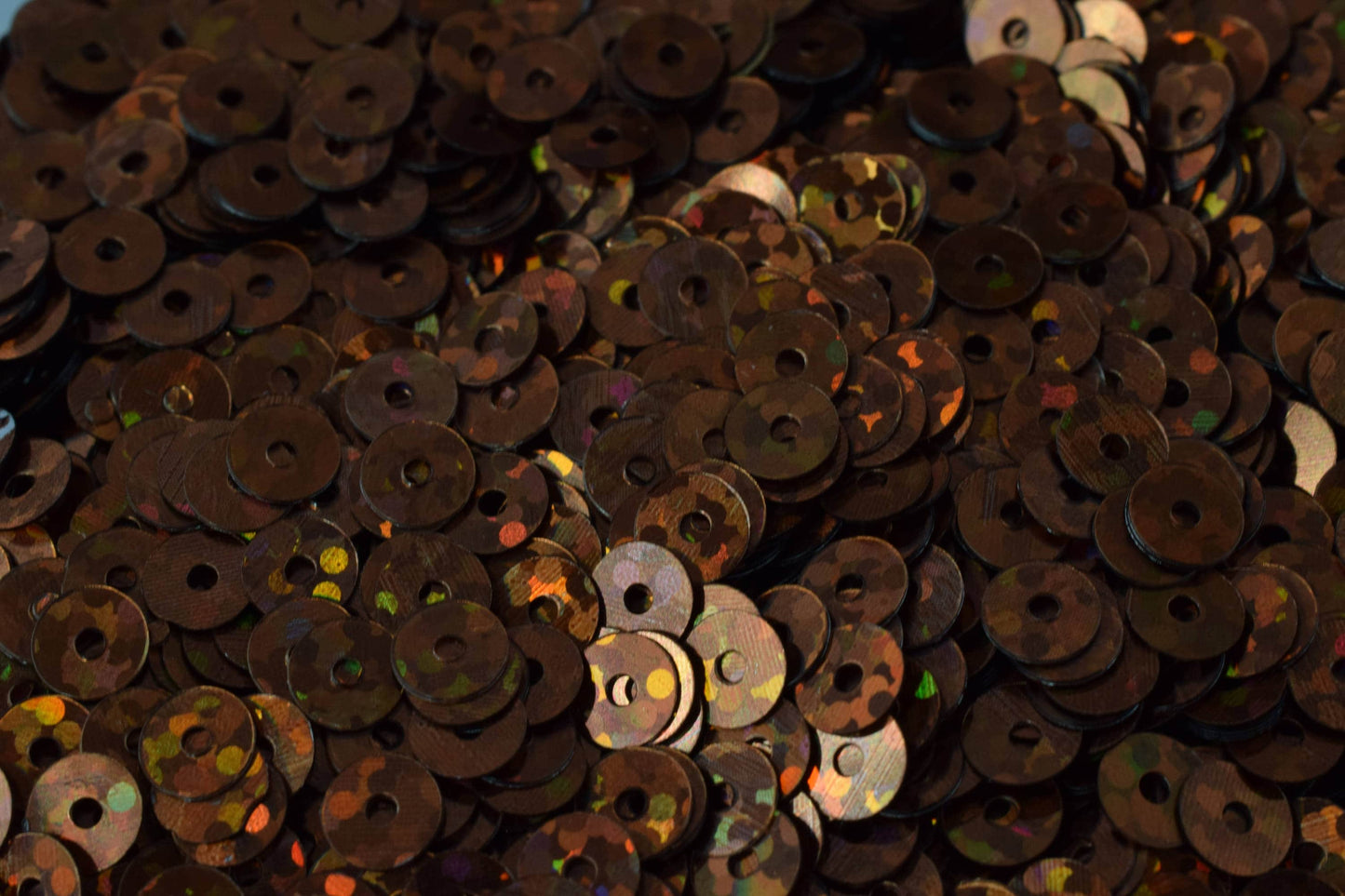 Dark Bronze Brown Flat Sequins - Iridescent Round Loose Paillettes - Multi-Size 3/4/6mm, Center Hole, Apparel & Shoe Decoration