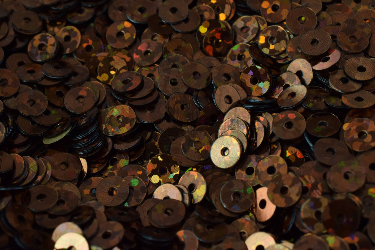 Dark Bronze Brown Flat Sequins - Iridescent Round Loose Paillettes - Multi-Size 3/4/6mm, Center Hole, Apparel & Shoe Decoration