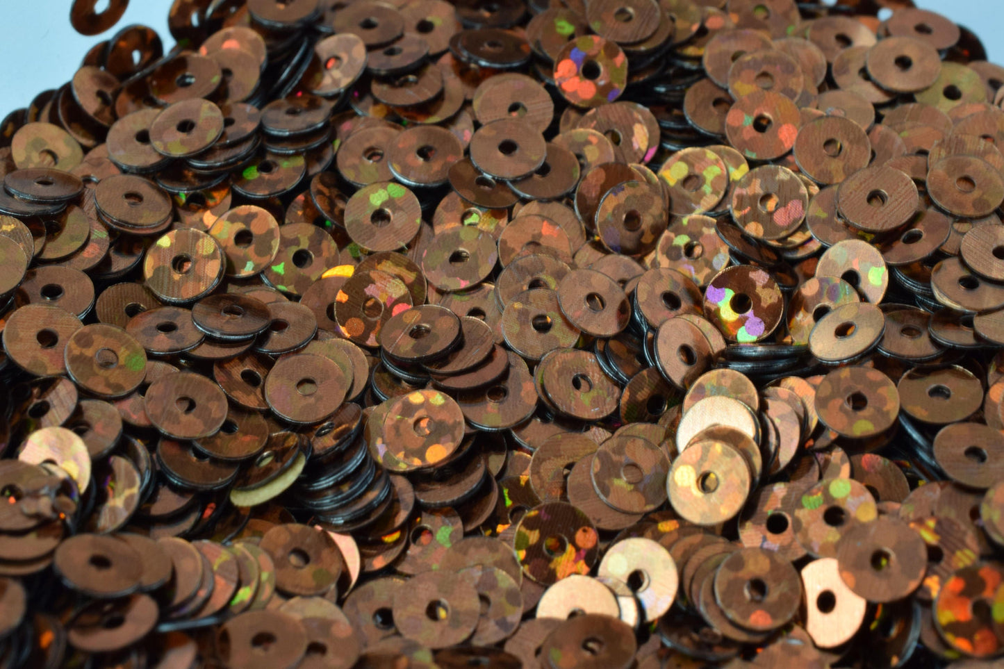 Dark Bronze Brown Flat Sequins - Iridescent Round Loose Paillettes - Multi-Size 3/4/6mm, Center Hole, Apparel & Shoe Decoration