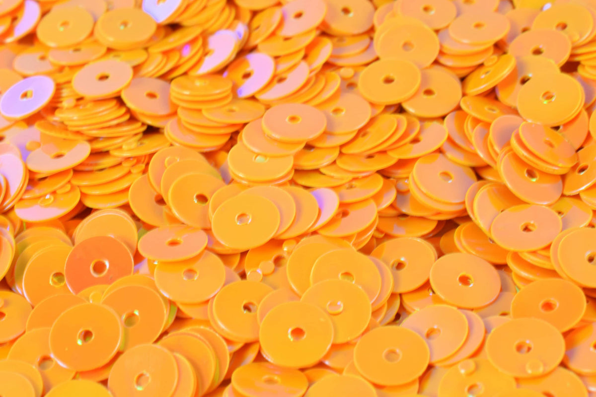 Loose Sequin Apparel Supplies: Orange Light Iridescent Flat Round Sequins - 3/4/6mm Multi-Color, Bulk Packs for Costume & Shoe Decor