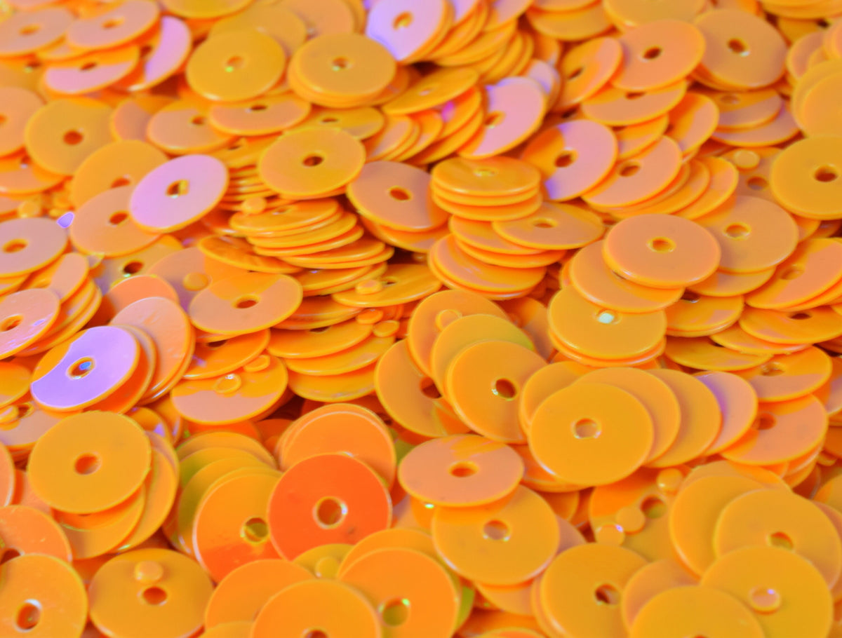 Loose Sequin Apparel Supplies: Orange Light Iridescent Flat Round Sequins - 3/4/6mm Multi-Color, Bulk Packs for Costume & Shoe Decor