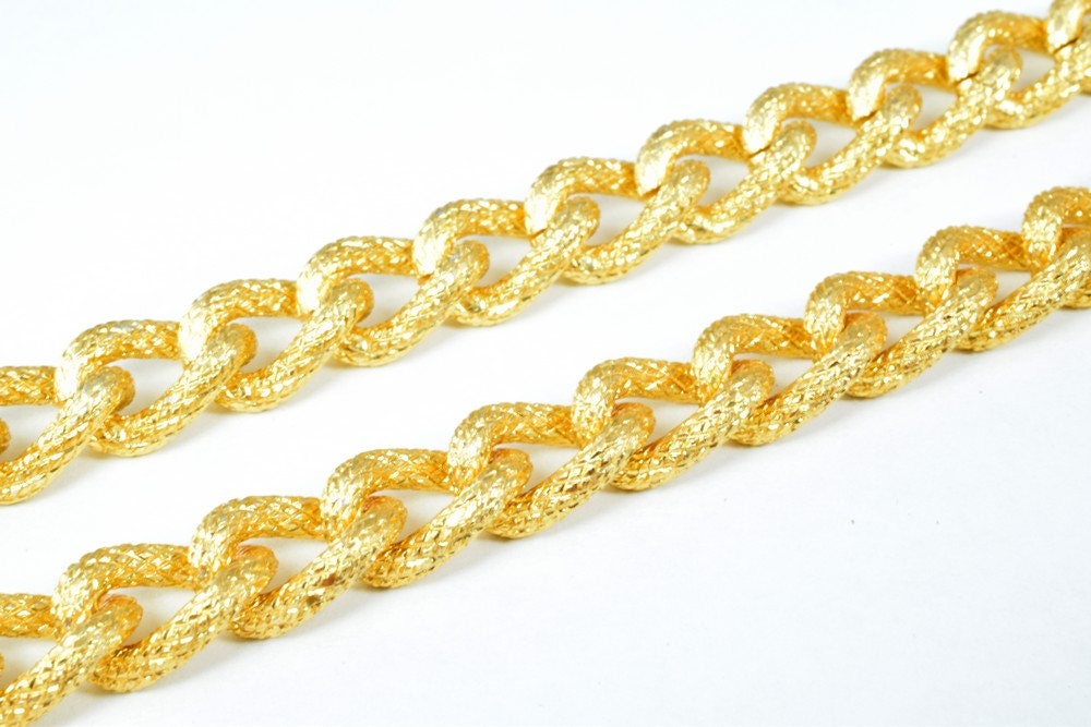 17x16mm Gold Aluminum Chain, Twisted Open Link for Handmade bracelet, Necklace Jewelry Accessories. 1 Yard (3 Feets), Item...