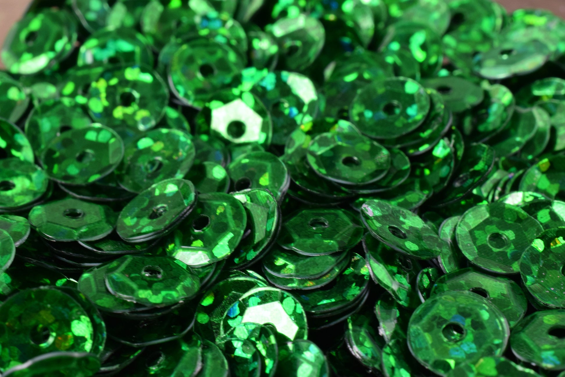 Green Cup Glossy Sequins: Shiny Sheen Round Paillettes - 3mm 4mm 6mm Sizes, Center Hole, Apparel Embellishment