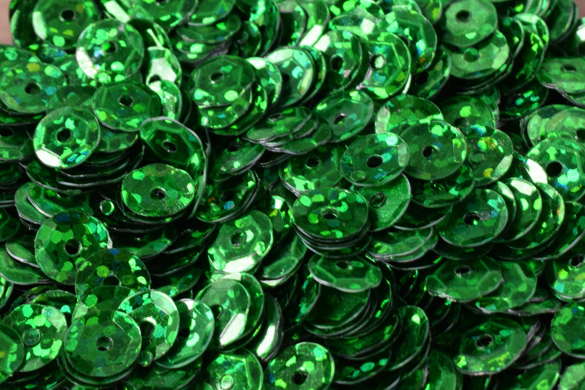 Green Cup Glossy Sequins: Shiny Sheen Round Paillettes - 3mm 4mm 6mm Sizes, Center Hole, Apparel Embellishment