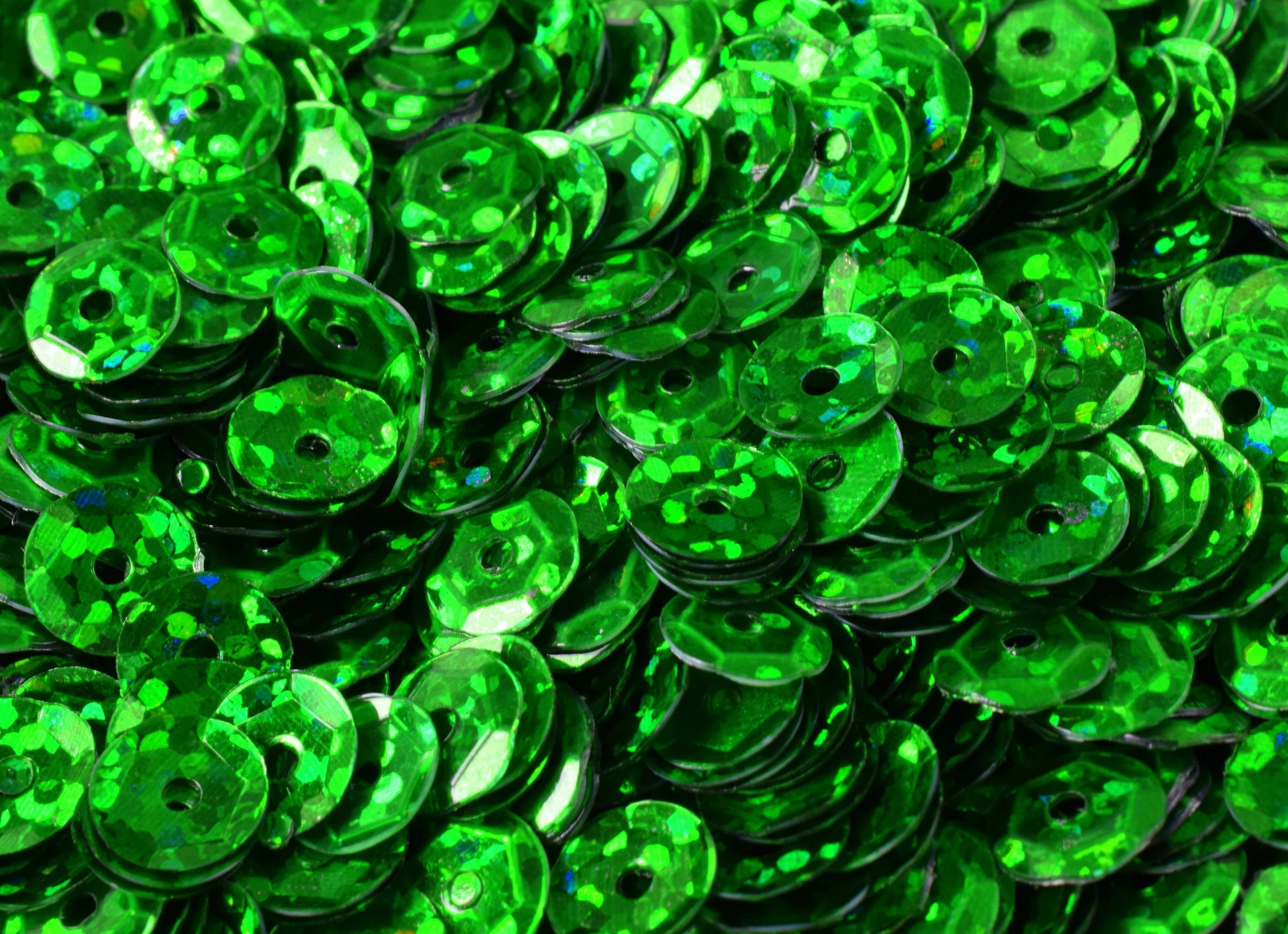 Green Cup Glossy Sequins: Shiny Sheen Round Paillettes - 3mm 4mm 6mm Sizes, Center Hole, Apparel Embellishment