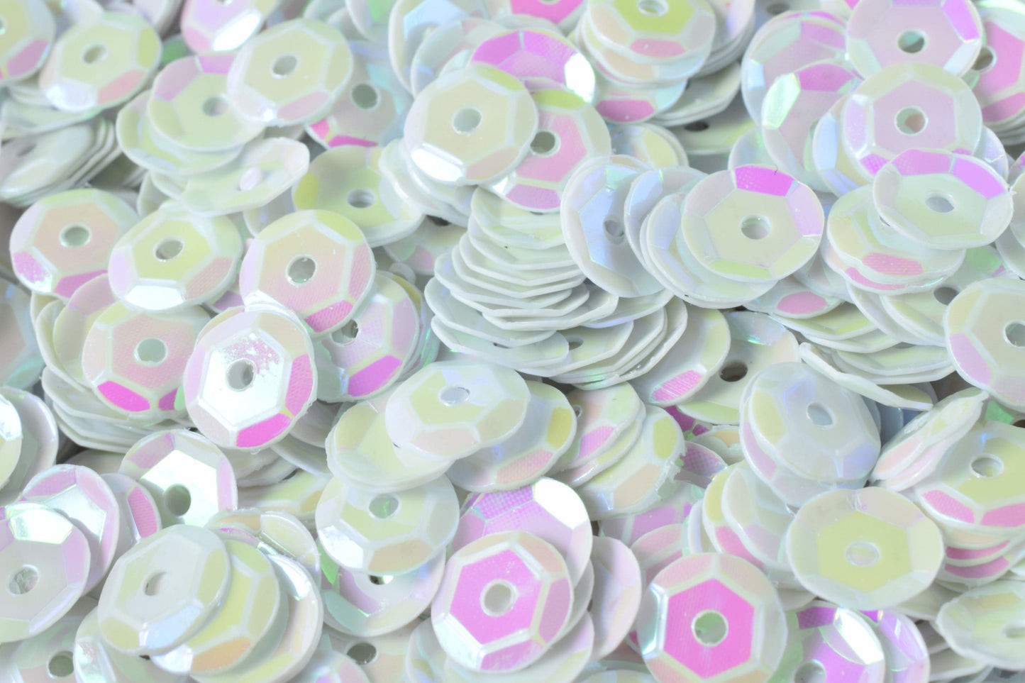 Off White Bridal Loose Round Sequins - Iridescent Sheen, 3/4/6mm Sizes, Lightweight Material, Sewing & Costumes