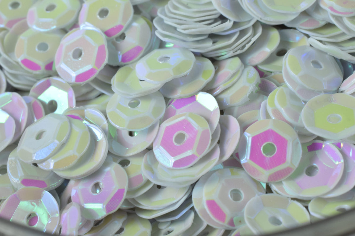 Off White Bridal Loose Round Sequins - Iridescent Sheen, 3/4/6mm Sizes, Lightweight Material, Sewing & Costumes