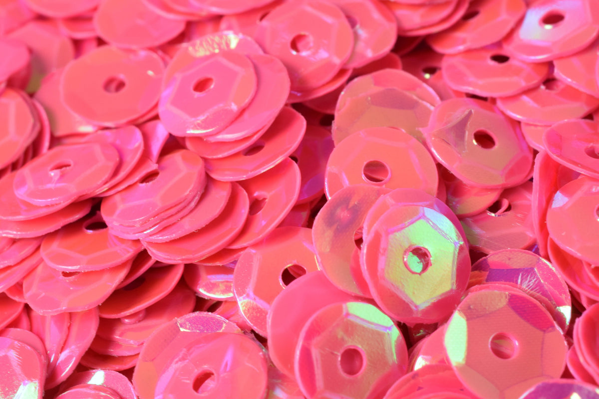 Neon Dark Pink Bridal Cup Sequins: Iridescent Shiny Round Craft Supplies (3/4/6mm, Center Hole, Apparel Embellishment)
