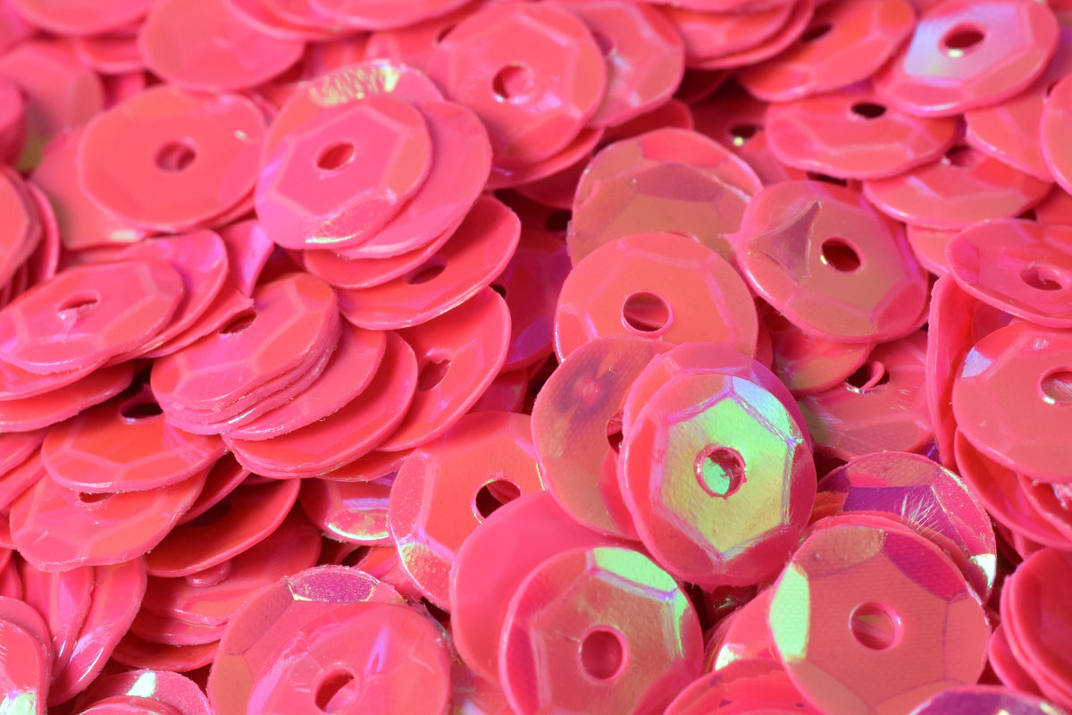Neon Dark Pink Bridal Cup Sequins: Iridescent Shiny Round Craft Supplies (3/4/6mm, Center Hole, Apparel Embellishment)