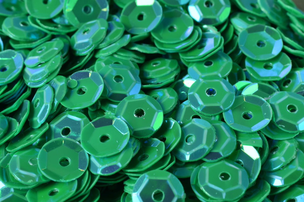 Bright Green Cup Iridescent Sequins: 3/4/6mm Round Paillettes, Shimmer Sheen | 2000pcs, Lightweight, Sewing & Craft Supplies